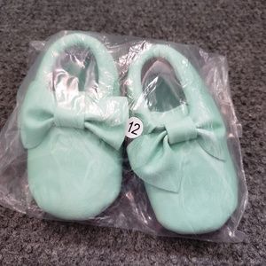 SOLD Baby girl mint green moccasins